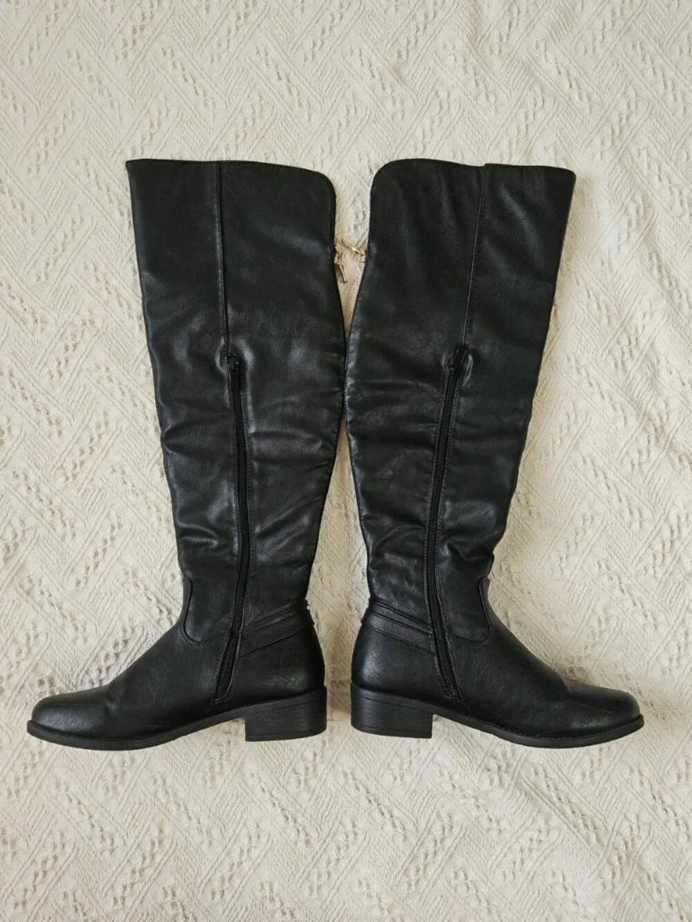 Top Moda Faux Leather Over The Knee Riding Boots Black Western Shoes Size 8 Boho